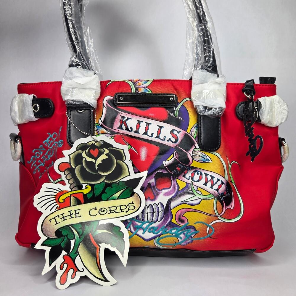 Ed Hardy Love Kills Slowly Shoulder Tote Bag Purse Kristine Vintage Y2K NWT